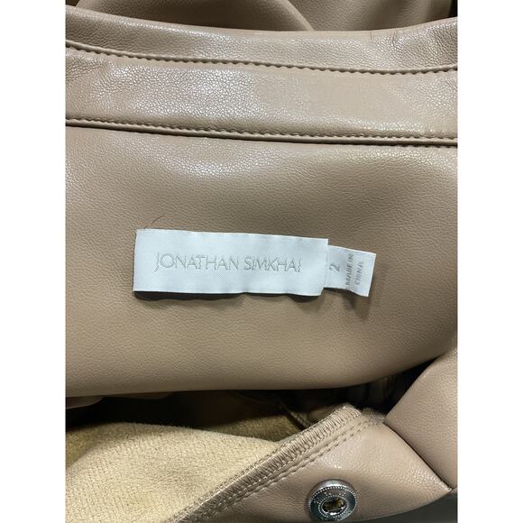 Simkhai 'Cindy' Tan Vegan Leather Pleated Mini Dress Size 2 - Picture 4 of 5